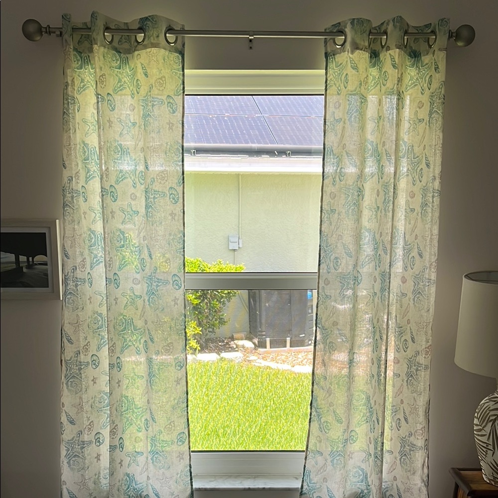 Chic‎ Seashell Curtains in Blue and Cream